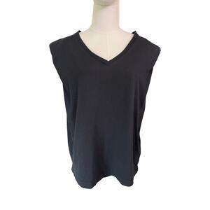 Citizens of Humanity Black Sleeveless V-Neck Muscle Tee Top Cotton Size L USA